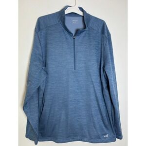 BCG Mens 3XL Blue Heathered Quarter Zip Pullover Performance Athletic Shirt